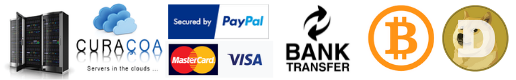 Curacao Webhosting, PayPal, Bitcoin, Bank Transfer, Visa, Mastercard